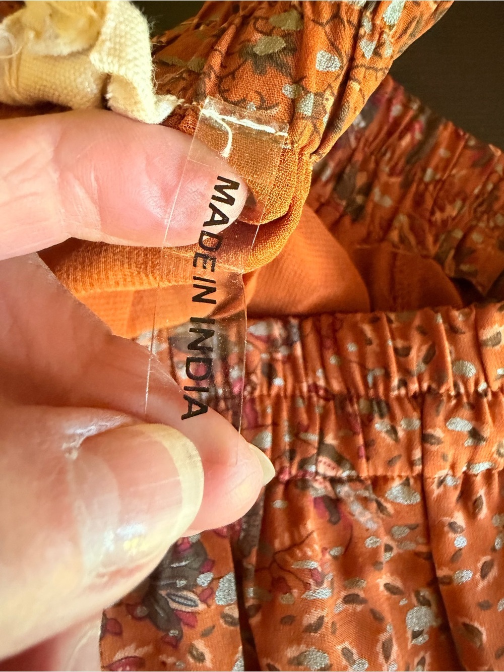 Elan Rust Orange Floral Tiered Maxi Boho Skirt - Picture 6 of 16